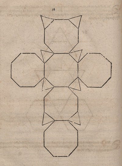 Desarrollo de un cubo truncado de Albrecht Dürer